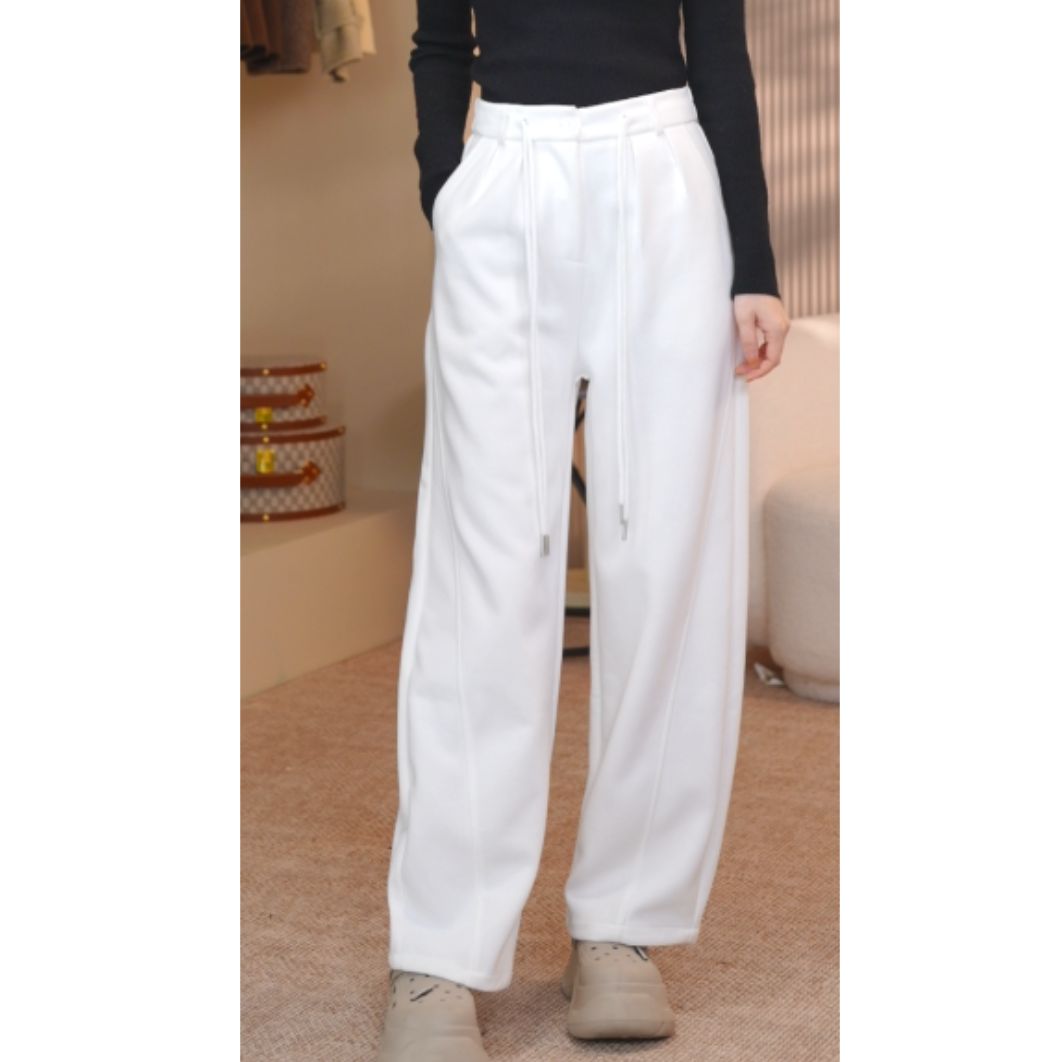 2026新款白色西装直筒裤小个子高腰系带百搭时尚西裤K001