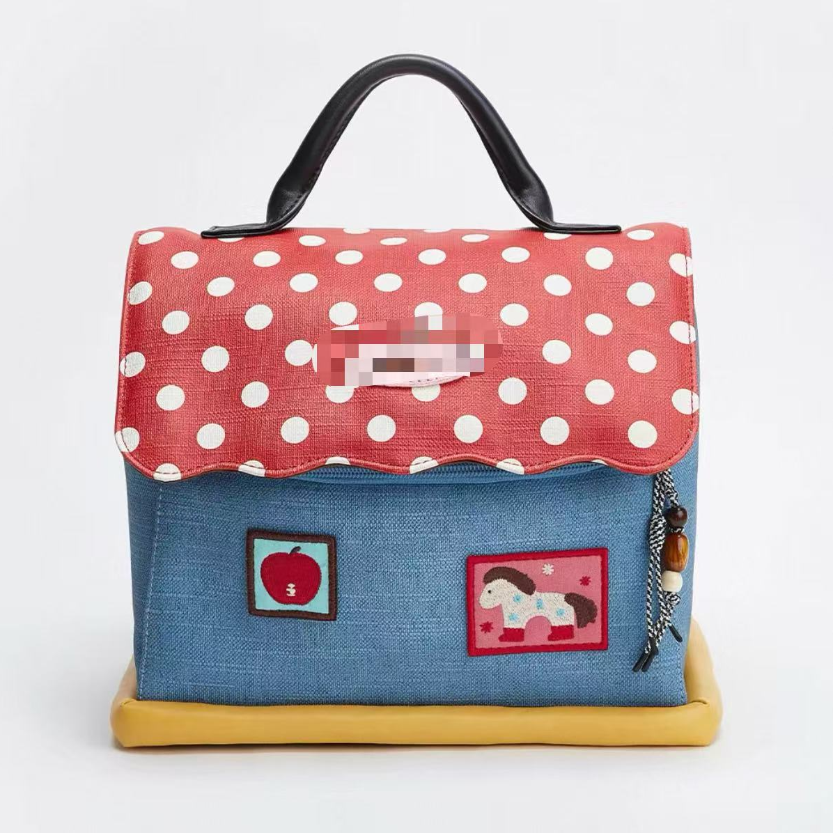 【今日浮力】立体小马房子款休闲风化妆包多功能拼色便携手拎包印花