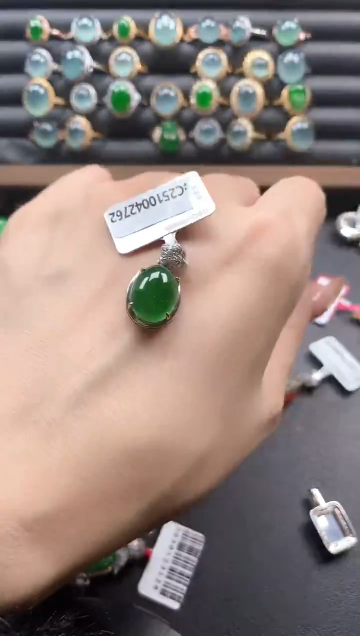 银S925镶嵌戒指翡翠51511