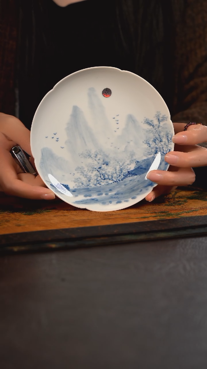 【闪购商品】杯201号HLX陶瓷写意山水葵口壶承