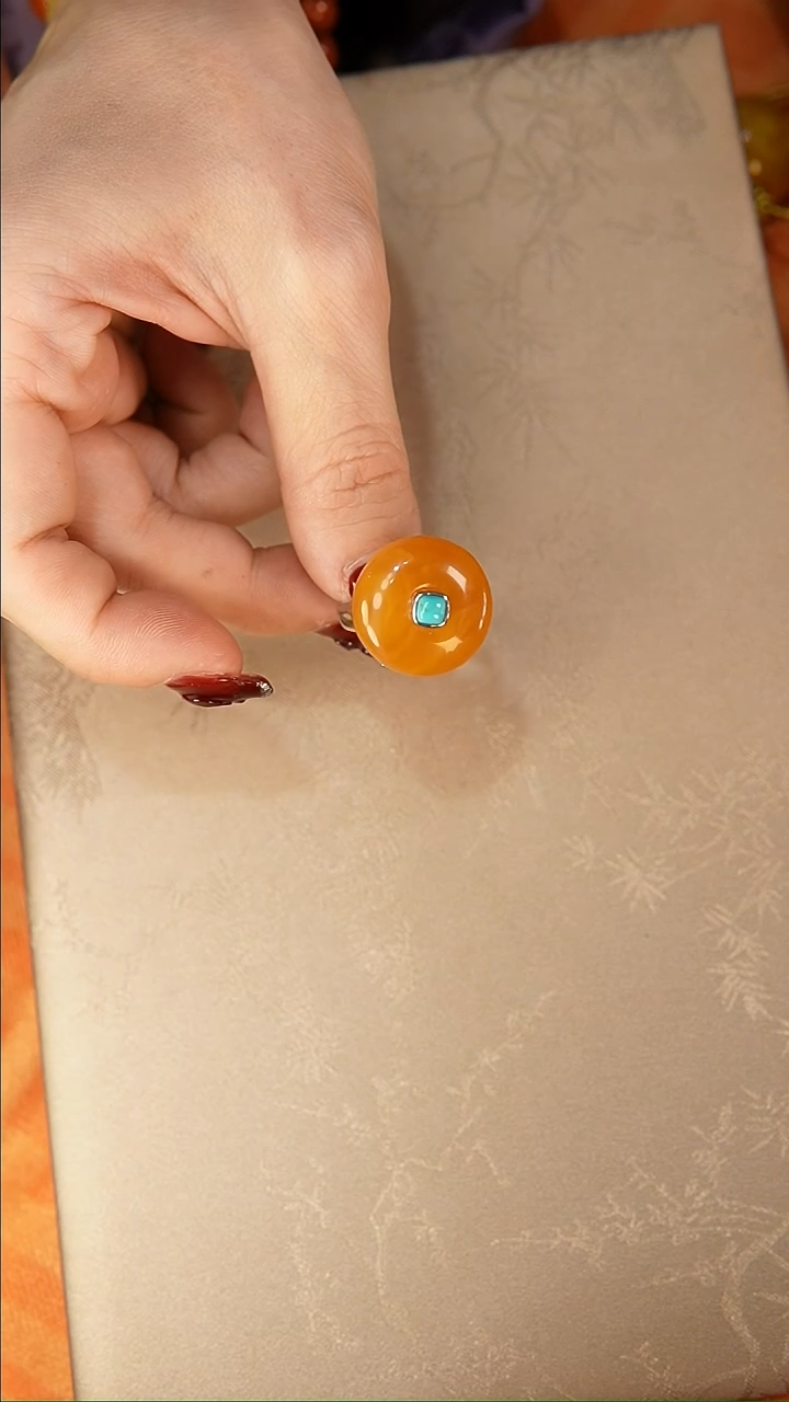 【闪购商品】琥珀戒指银S925镶嵌戒指