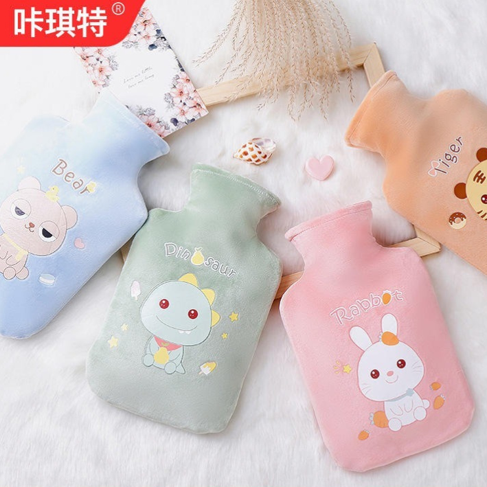 咔琪特冬季热水袋注水可爱暖肚子暖水袋卡通毛绒保暖神器暖手宝