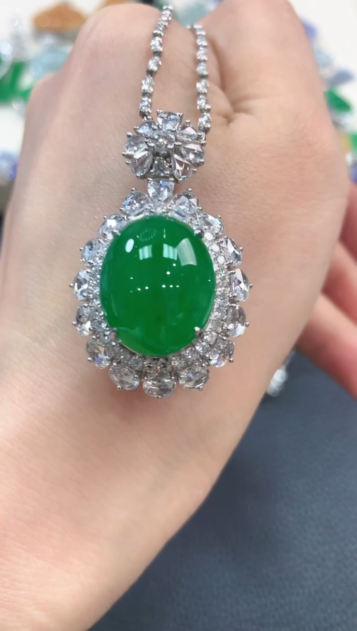 【闪购商品】翡翠吊坠(不含链)18K金镶嵌m58+