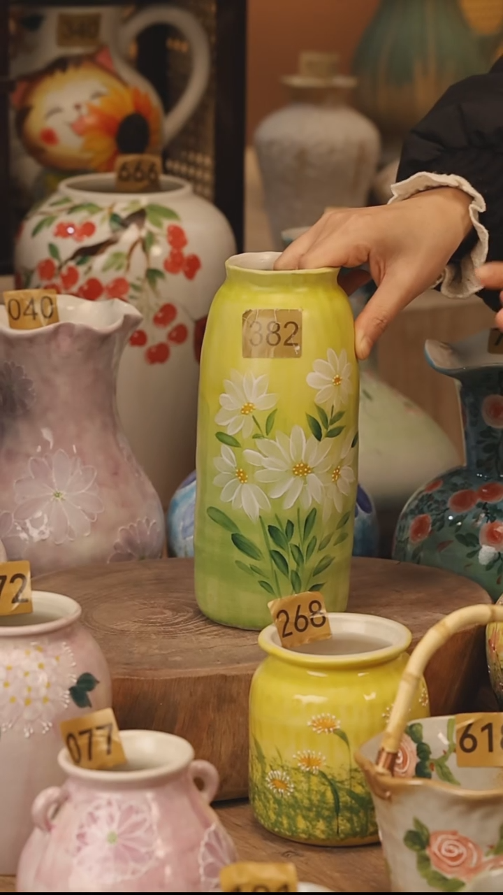 陶瓷景德镇设计师手作花器摆件侘寂风@M382@