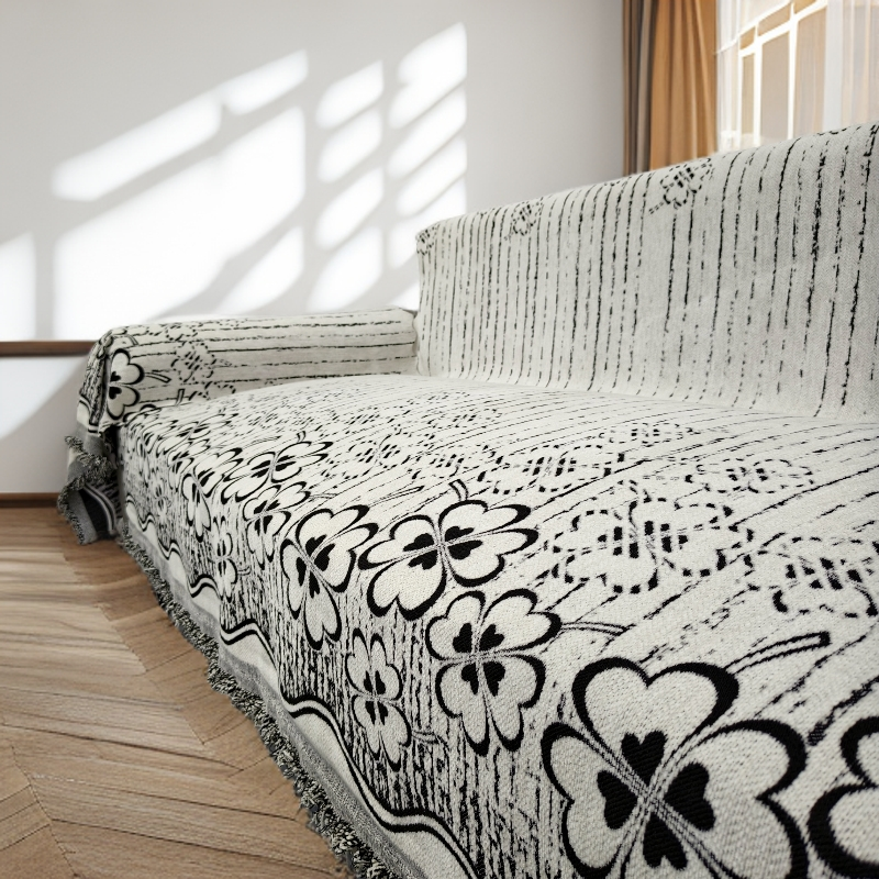 幸运草雪尼尔沙发坐垫高级感四季通用简约防滑沙发毯网红加厚