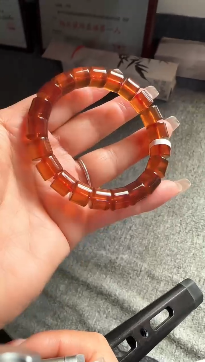 手串琥珀未镶嵌#29缅甸琥珀紫罗兰直切手串10mm