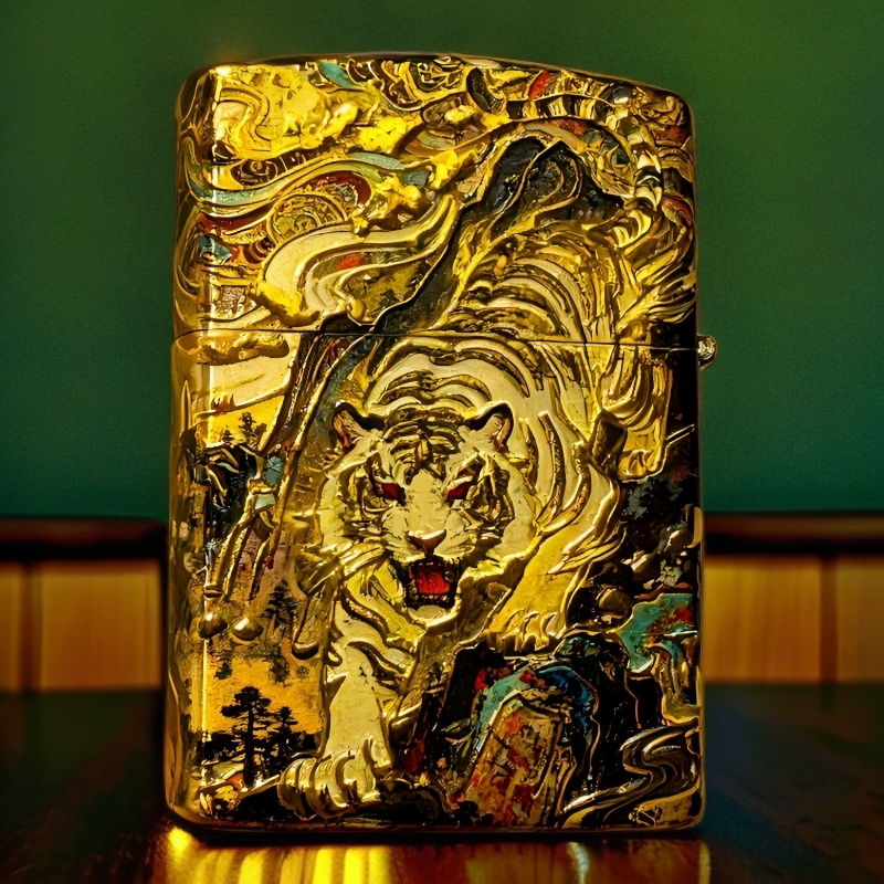 满工鎏金青龙白虎煤油机L（配官方礼盒证书）  