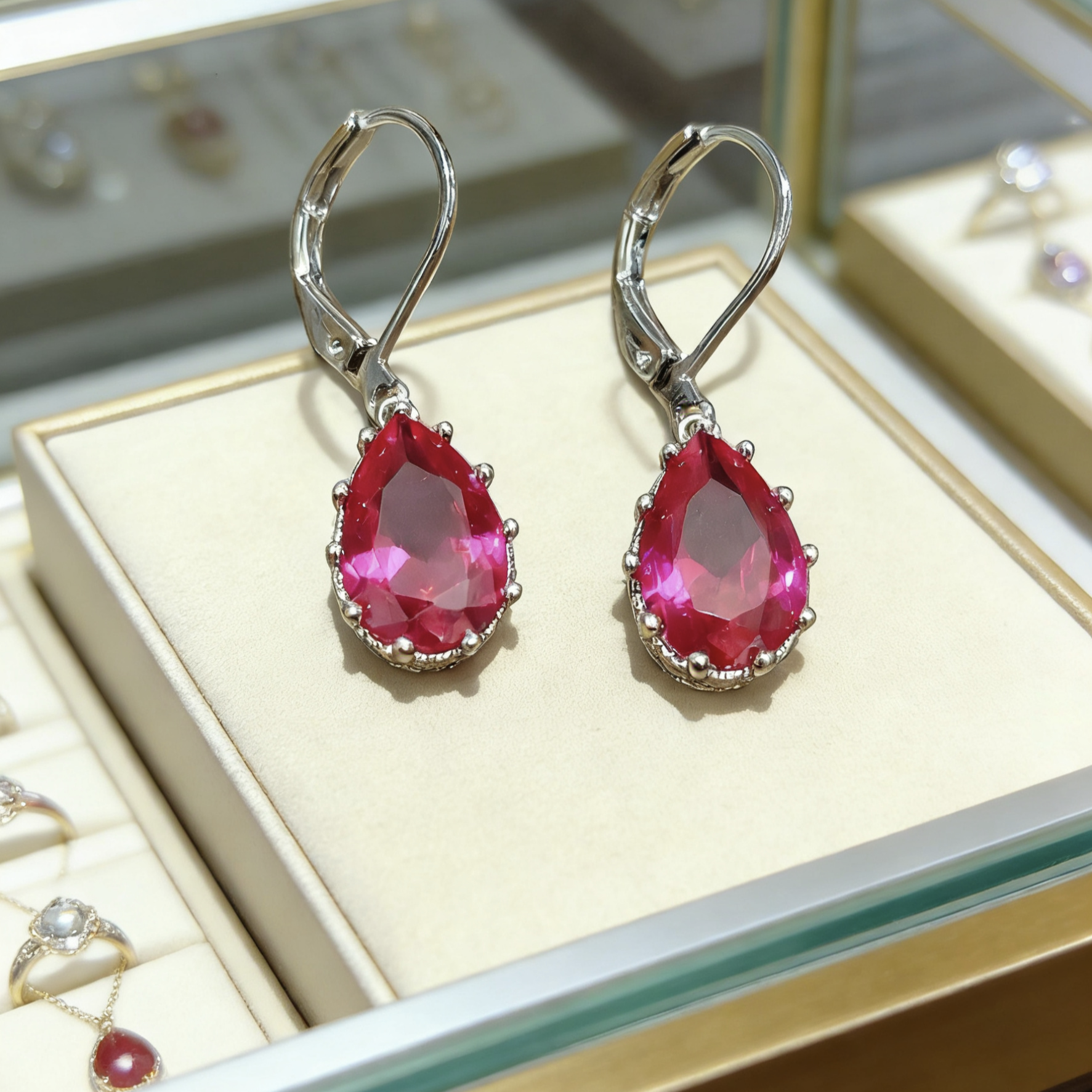 铜合金合成锆石耳饰 铜合金合成锆石耳饰 高定轻奢复古感耳环8837