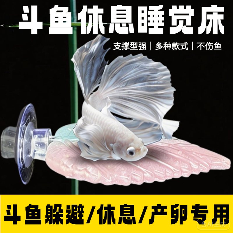 斗鱼专用休息叶子睡觉床斗鱼缸造景摆件装饰新款仿真水草躲避树叶