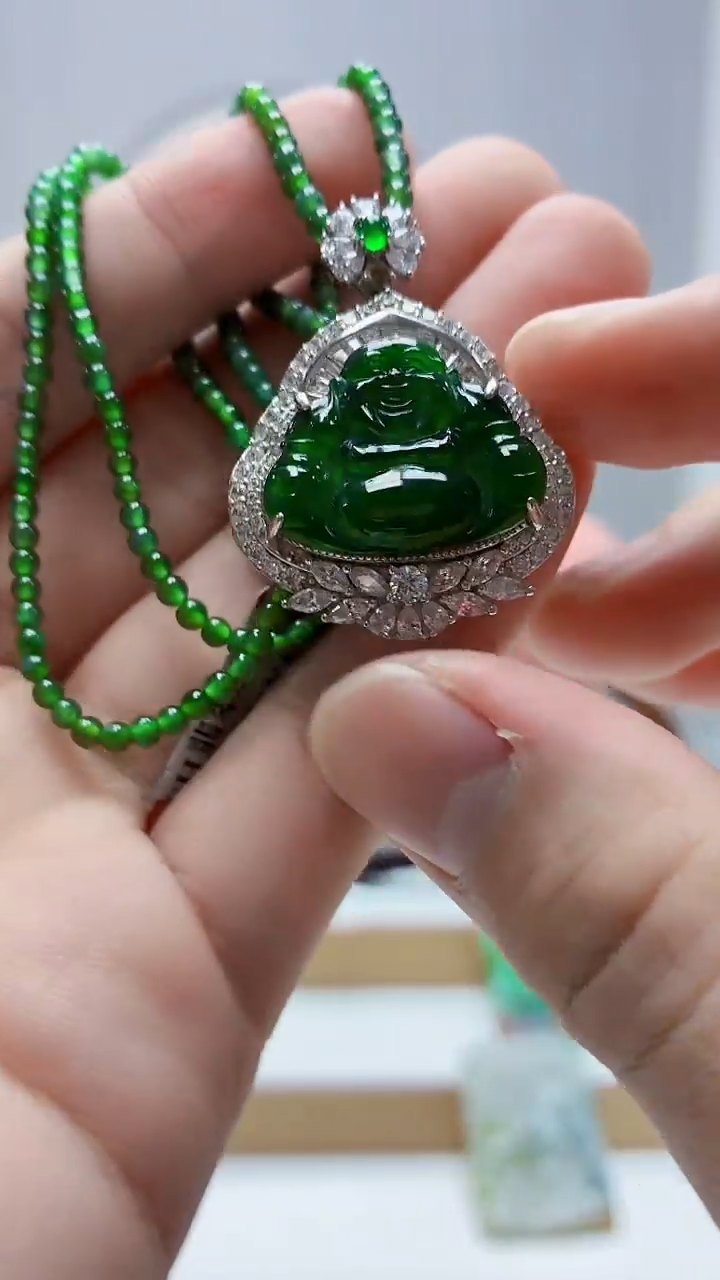 未镶嵌定制翡翠4852bb-毛货挂件71赠珠链