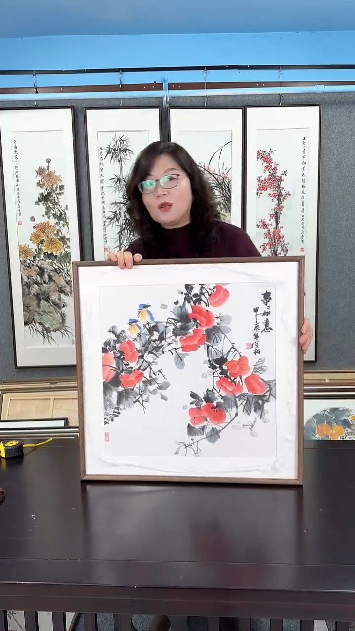 【闪购商品】国画实木装裱  柿子  60*60