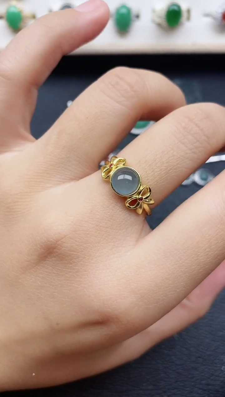 【闪购商品】翡翠戒指银S925镶嵌11111