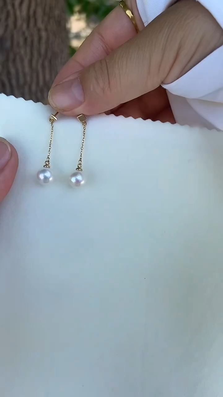 银S925镶嵌淡水珍珠耳饰6-7mm大风吹耳饰