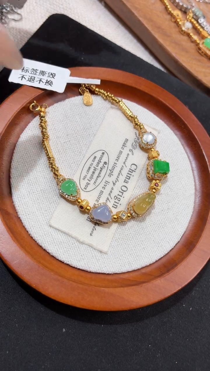 吊坠(不含链)银S925镶嵌翡翠手链