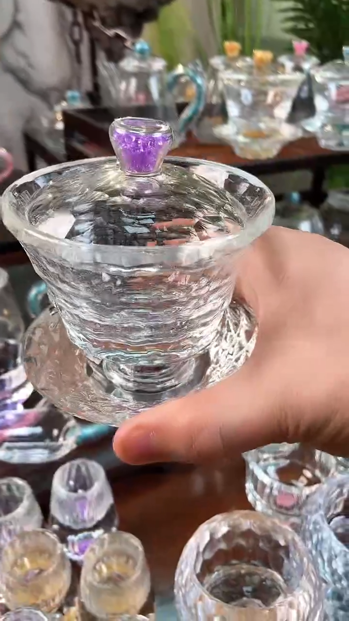 【闪购商品】玺宴新款水晶三才盖碗紫罗兰