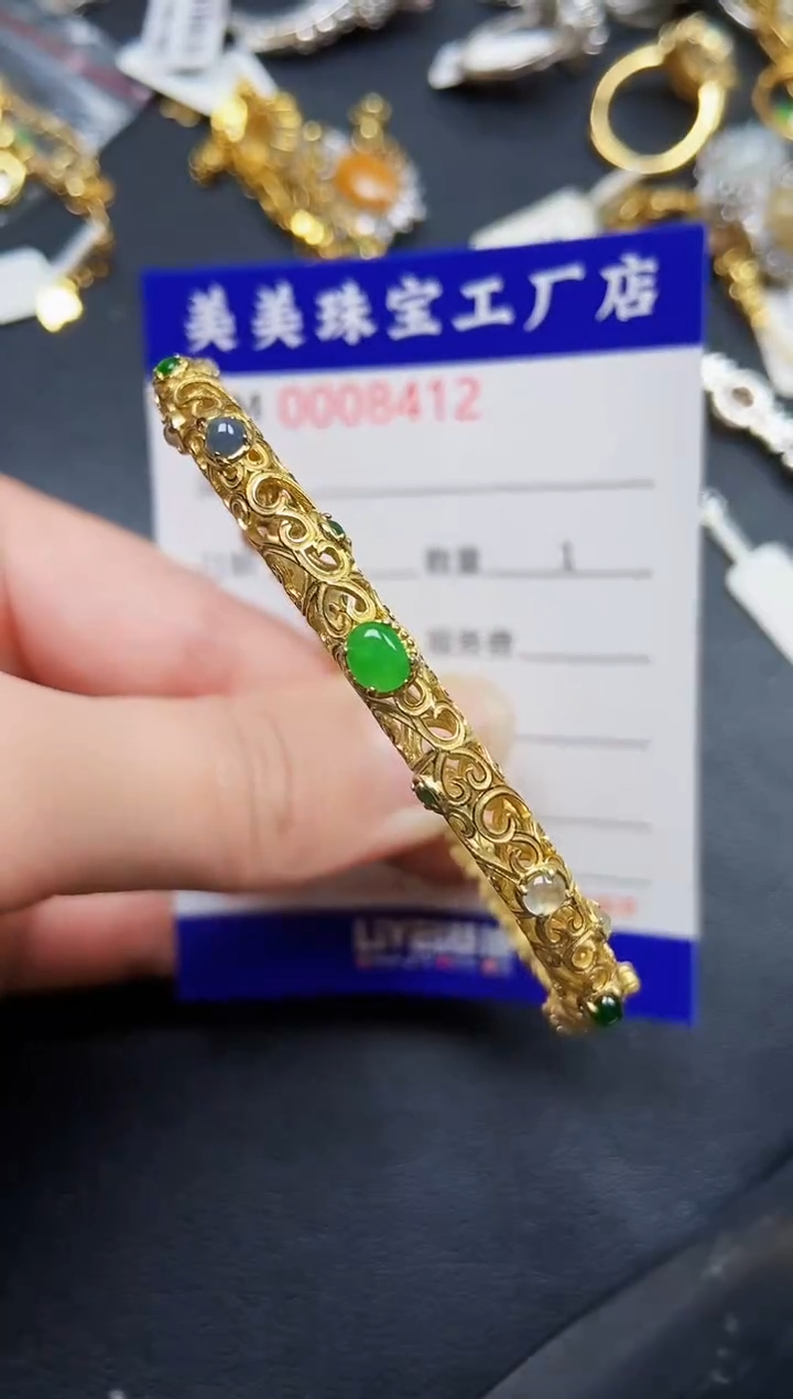 翡翠银S925镶嵌颈饰8412