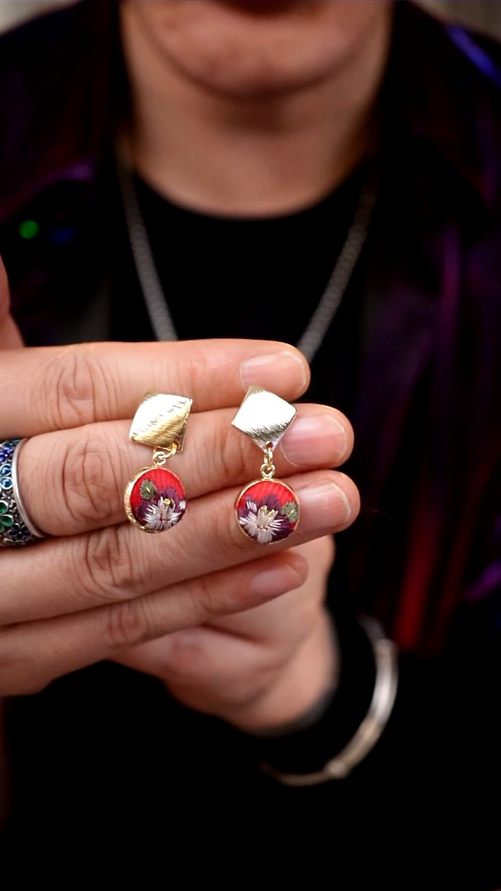 【闪购商品】刺绣061非遗手工刺绣耳钉