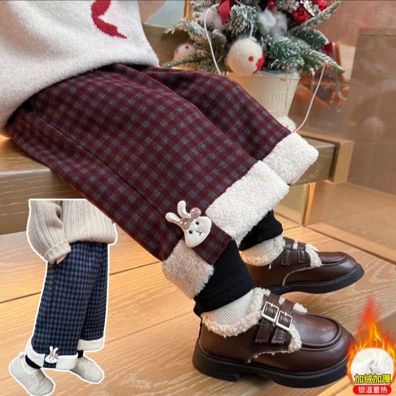 【一条过冬】2025年新款加绒加厚假两件阔腿裤