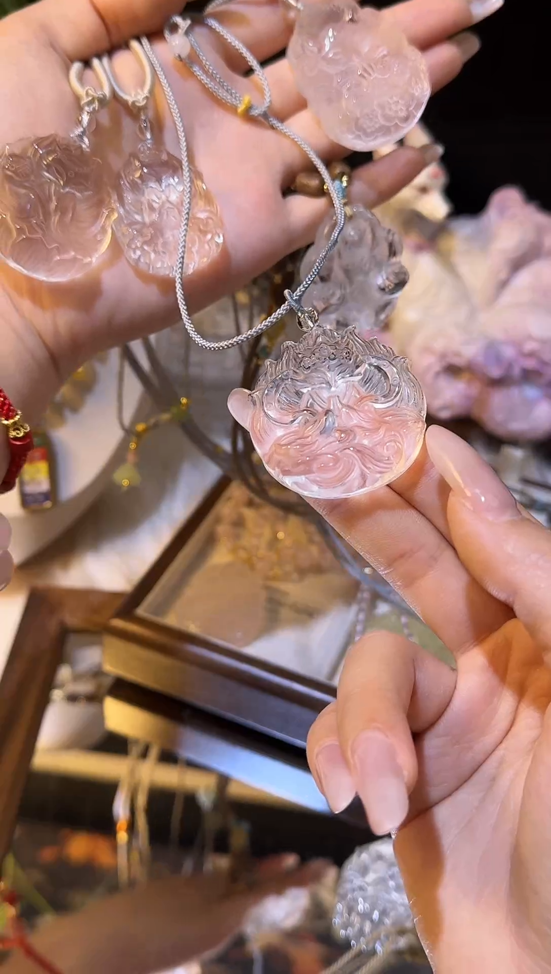 吊坠(不含链)未镶嵌水晶白水晶莲花许愿狐编绳款