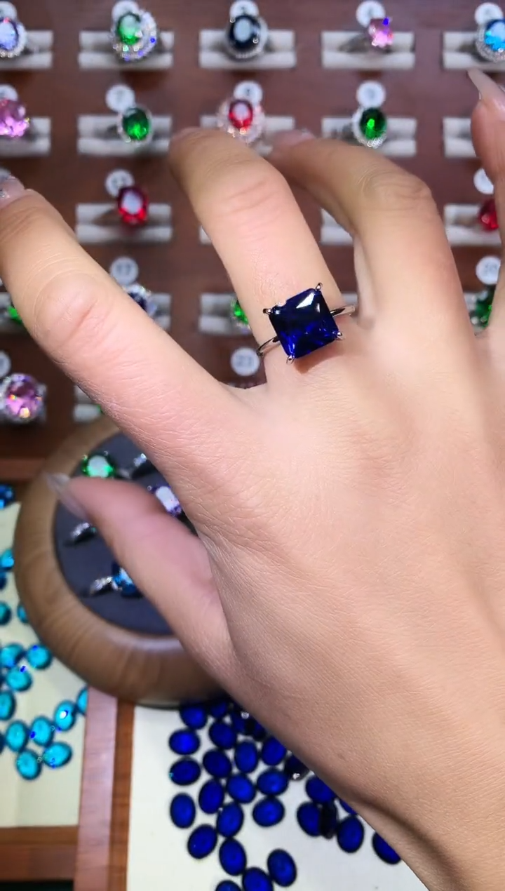 无925银皇家蓝戒指白