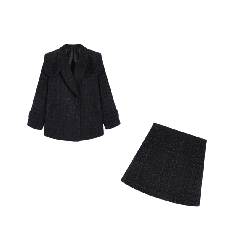 五季家气质韩系胖妹妹显瘦加厚外套遮肉半裙两件套大码女ZL41113