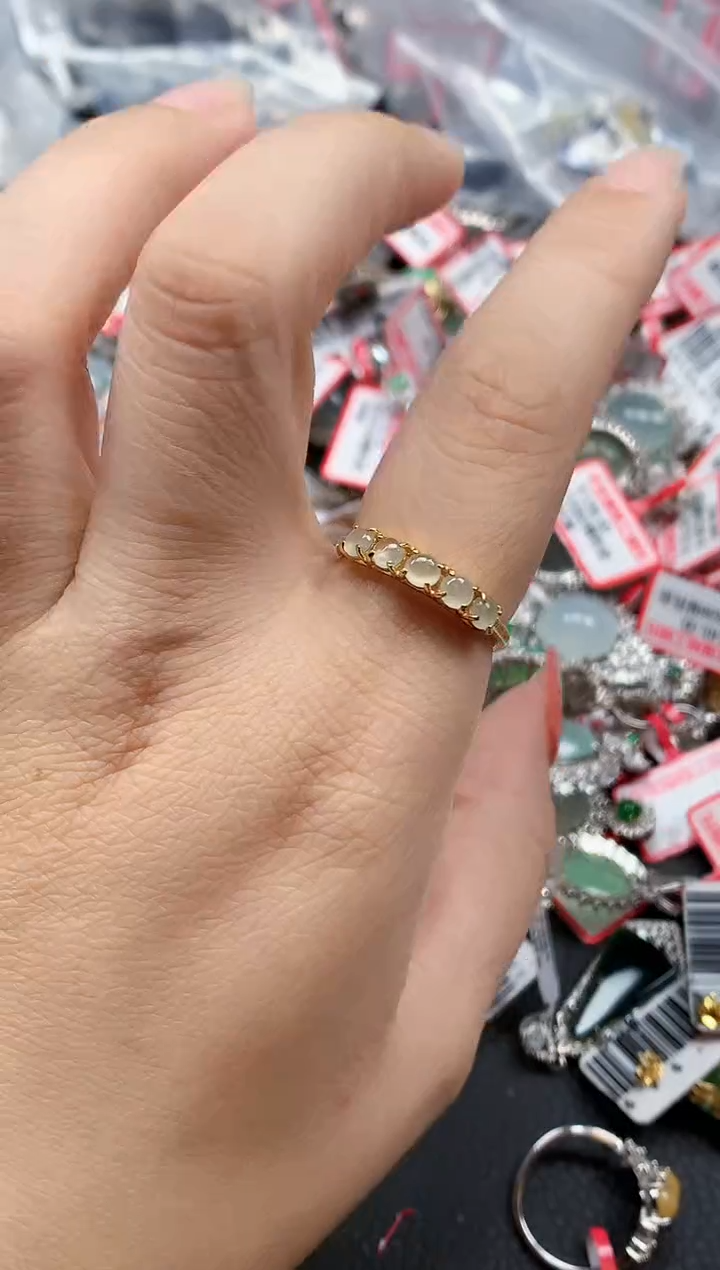 银S925镶嵌戒指翡翠天然A货缅甸翡翠