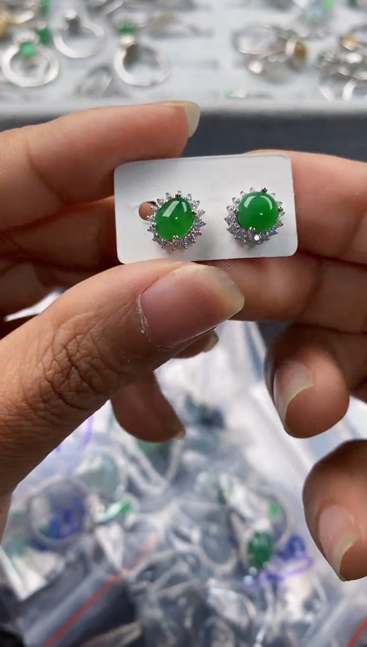 银S925镶嵌戒指翡翠333---2