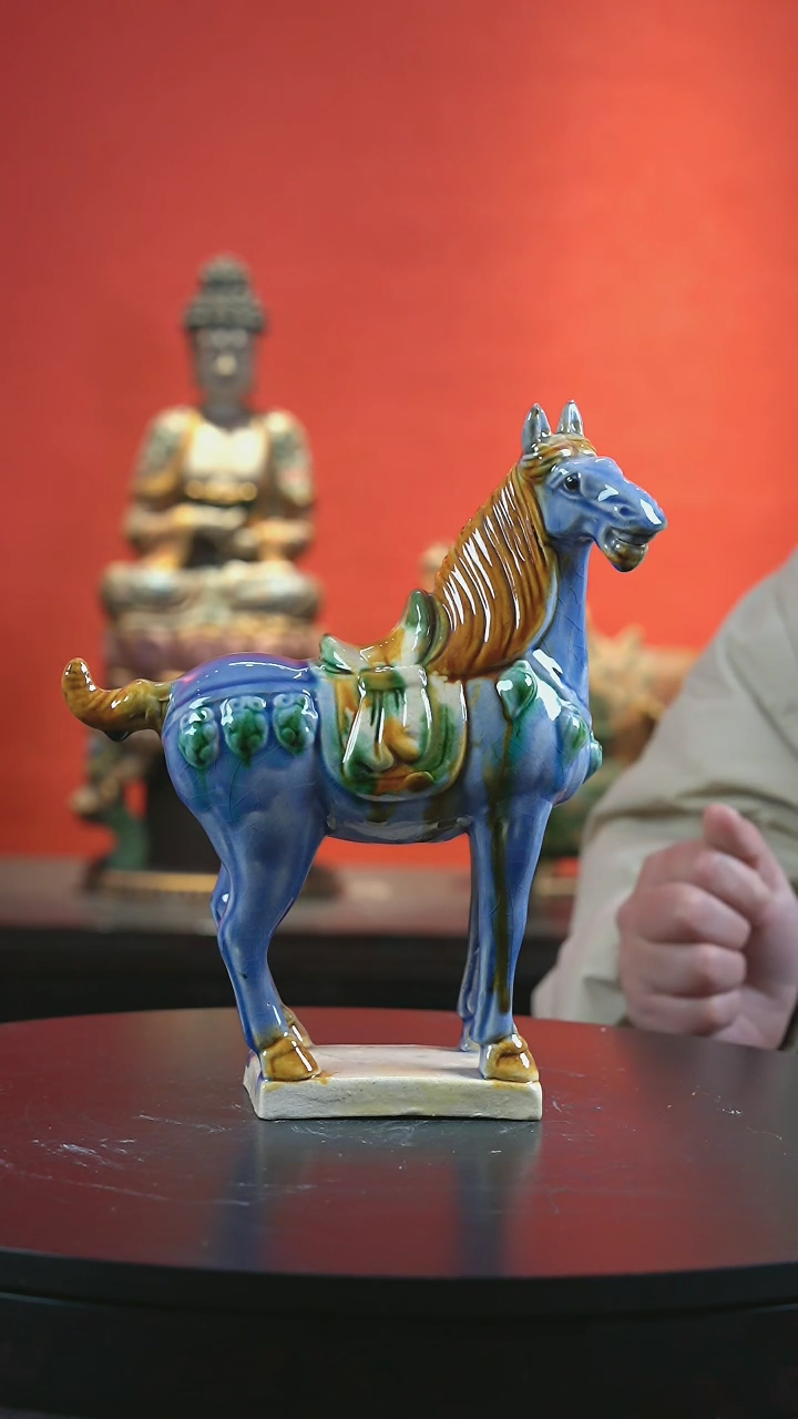 【闪购商品】唐三彩中国陶瓷唐三彩，22*23 浅蓝色