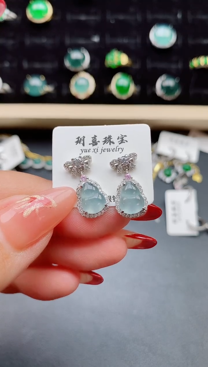【闪购商品】翡翠耳饰银S925镶嵌321321