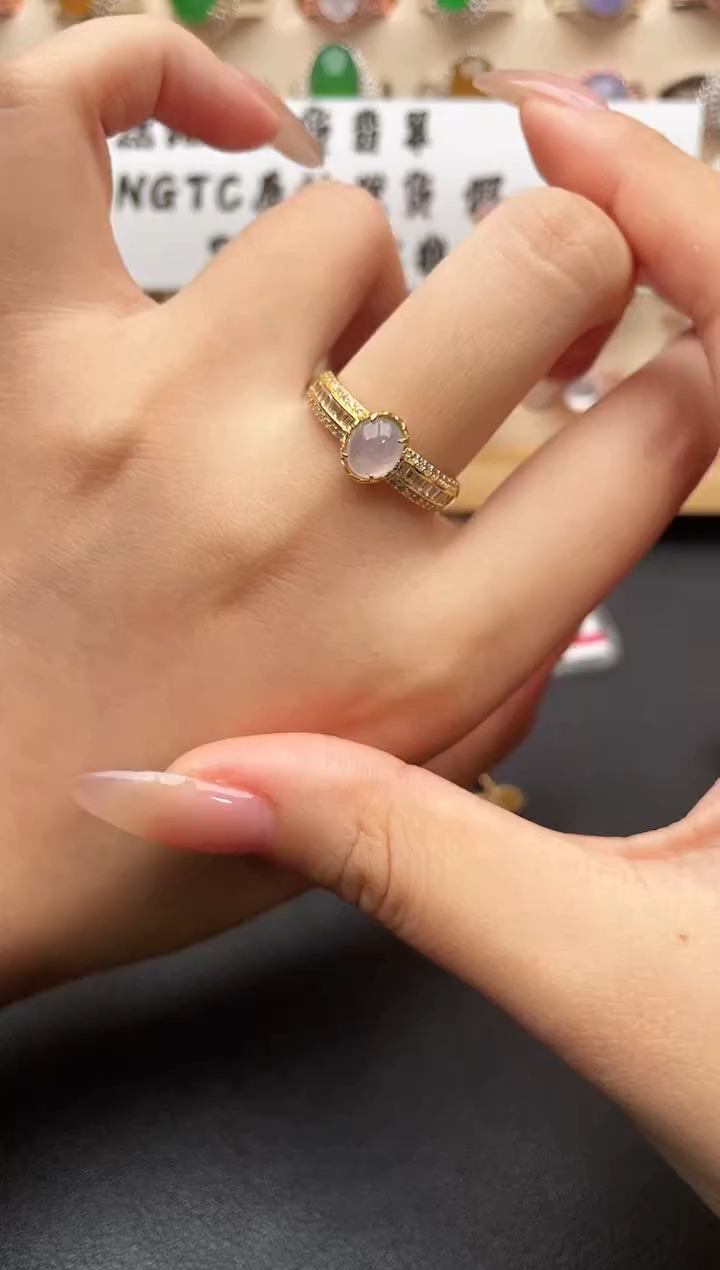 银S925镶嵌戒指翡翠一物一证一礼盒