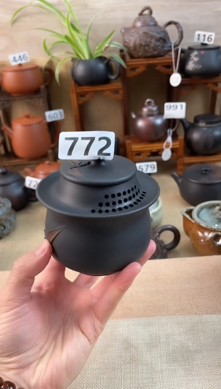 舜建水紫陶放漏手抓772