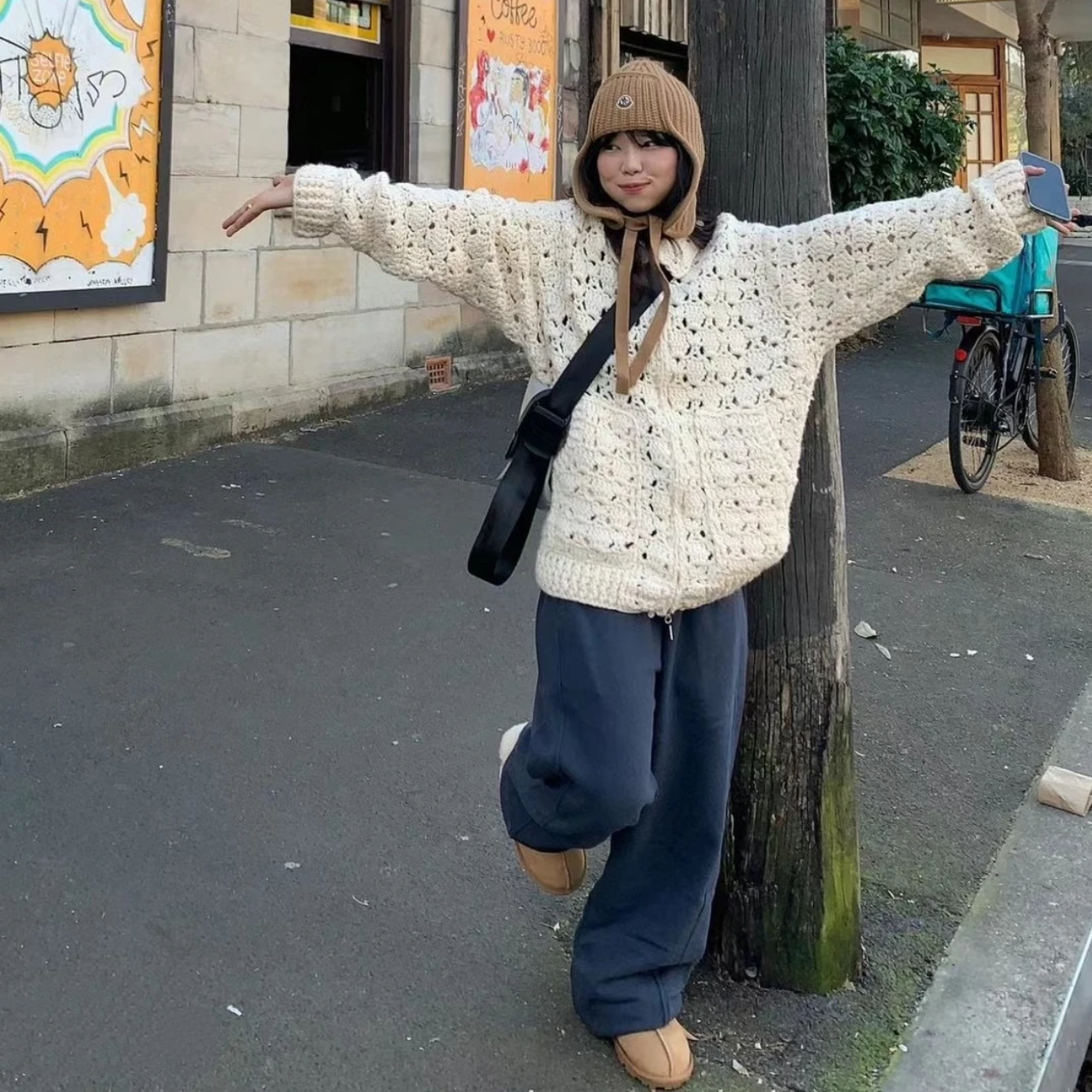 Tian Weave手打钩花编织外套毛衣