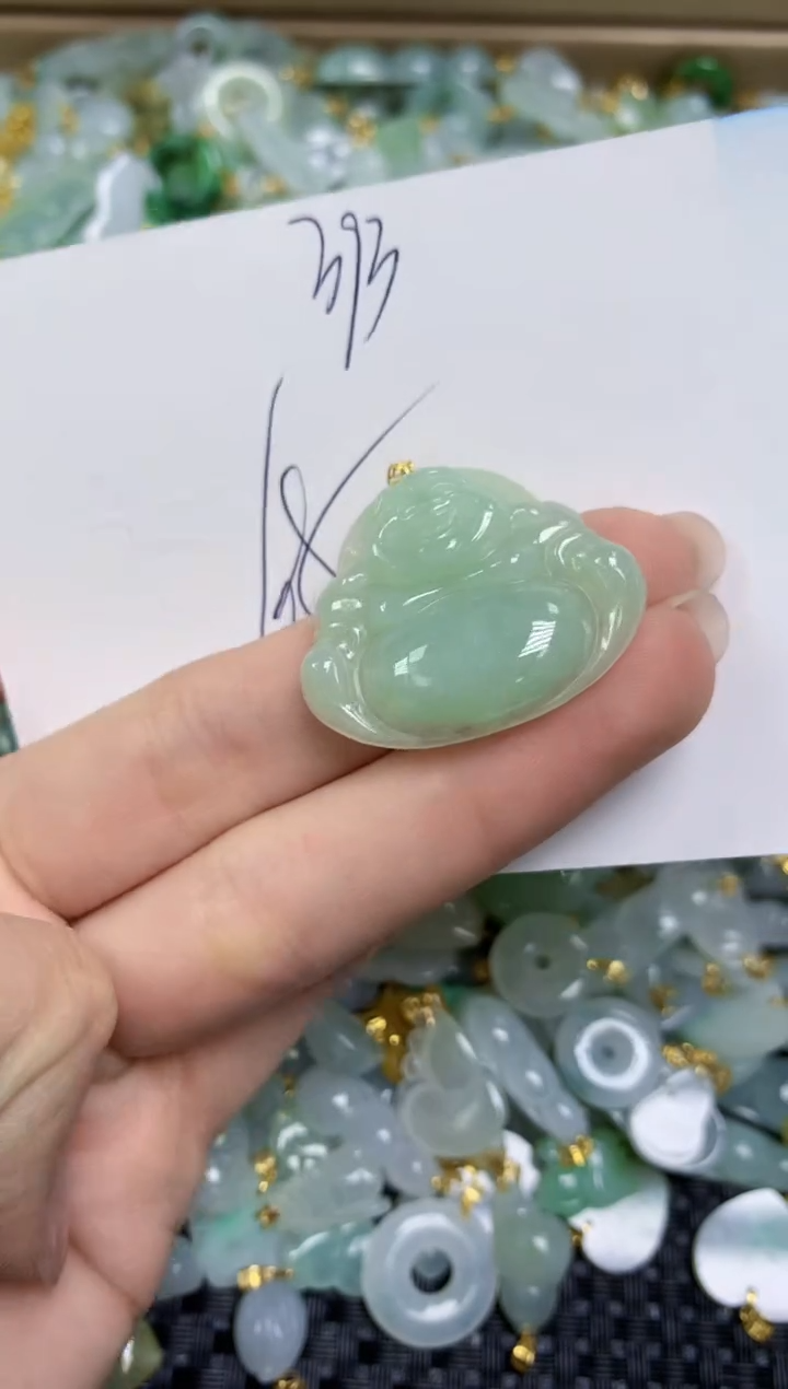 【闪购商品】翡翠颈饰18K金镶嵌天然缅甸A货翡翠