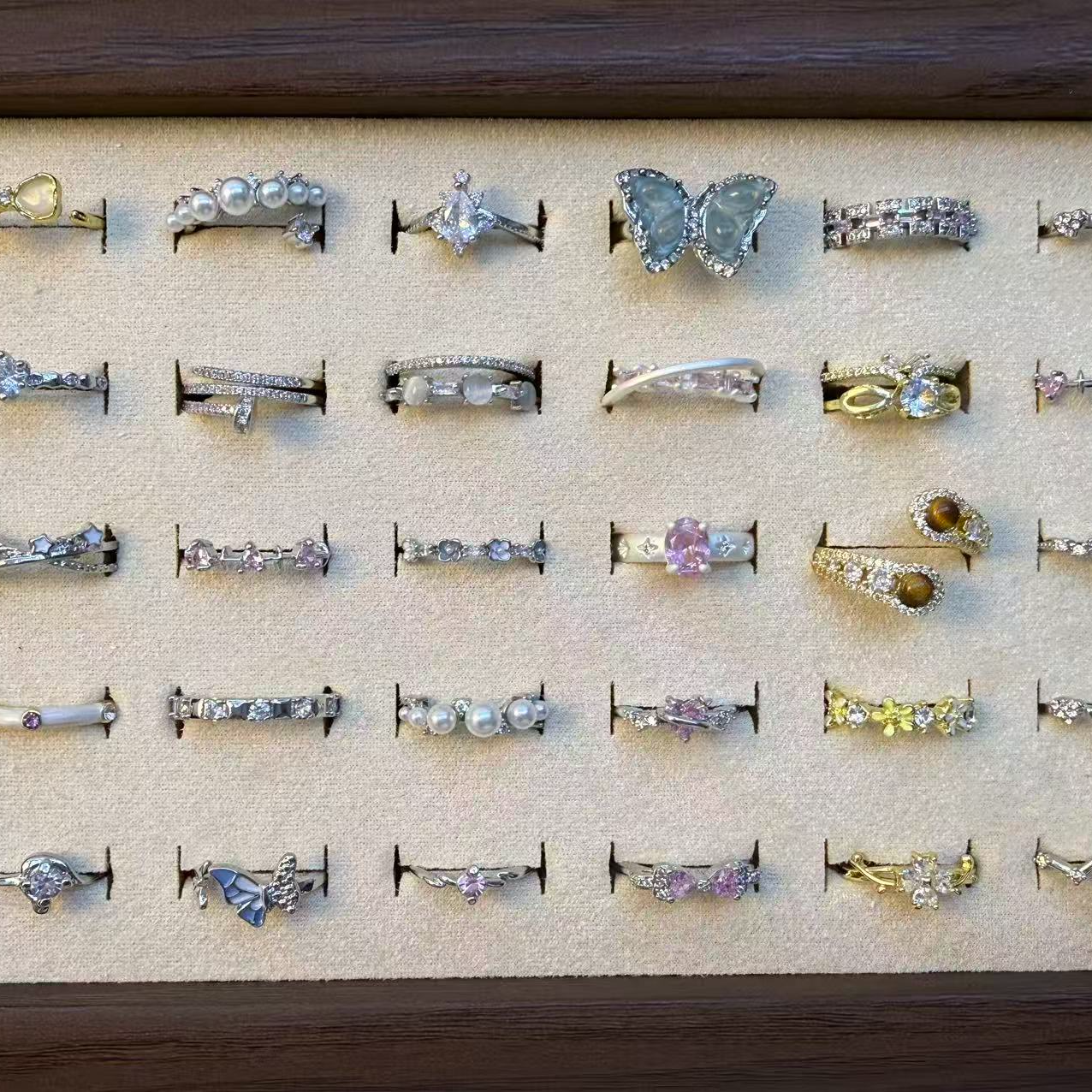 合金锆石戒指 盲盒合金戒指学生可调节饰品高级感小众高颜值戒指