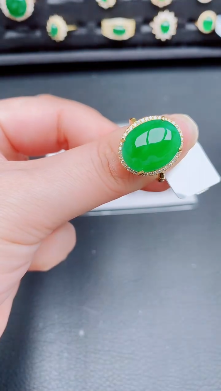 【闪购商品】翡翠戒指银S925镶嵌天然a货翡翠283