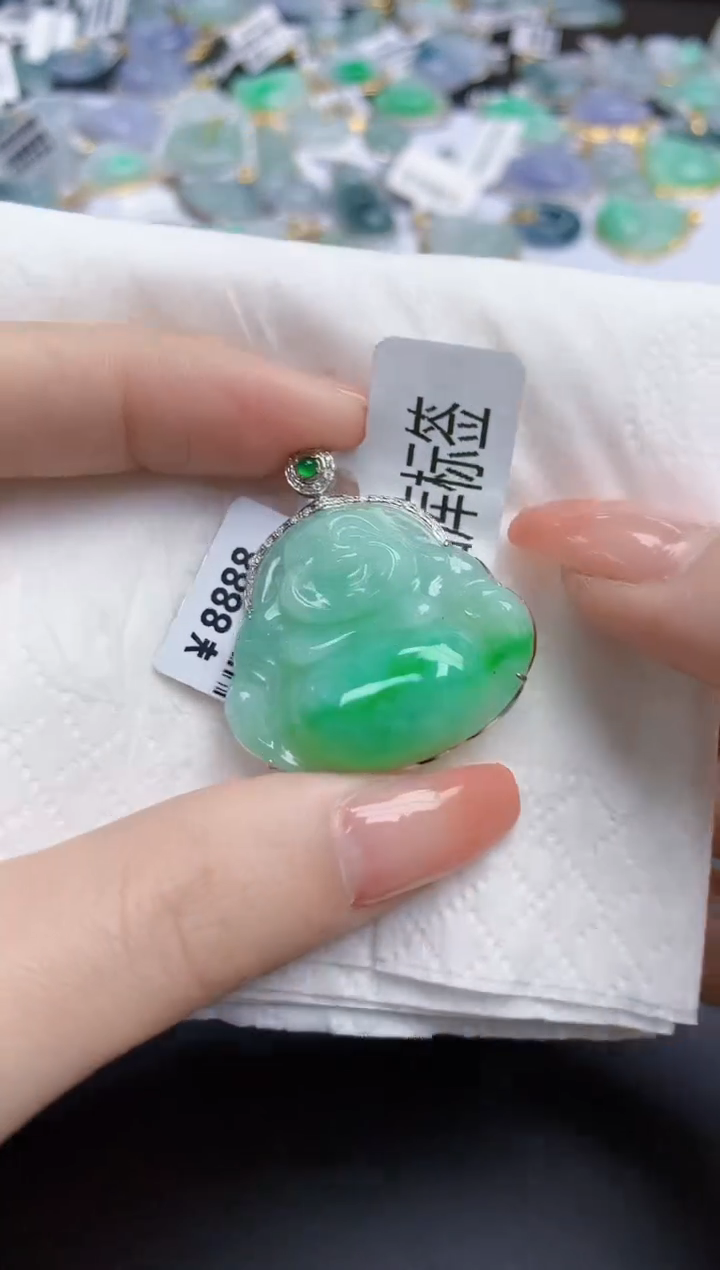 【闪购商品】翡翠颈饰18K金镶嵌天然缅甸翡翠A货