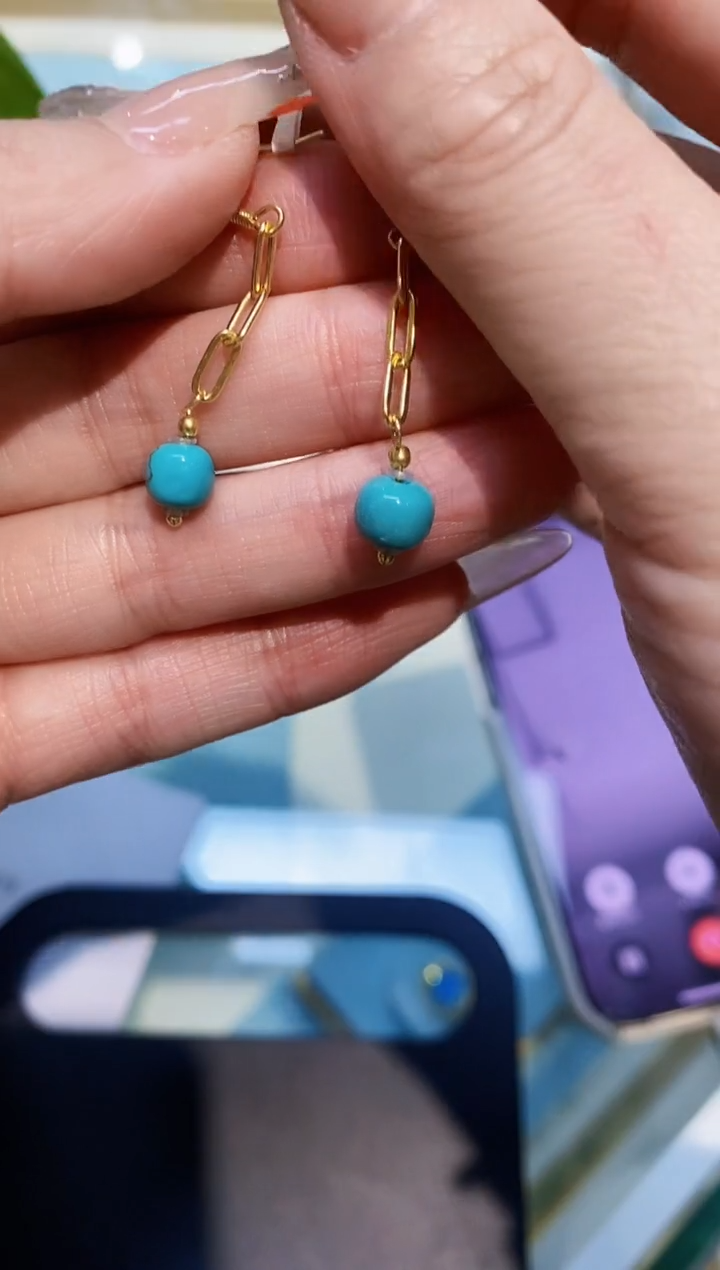 【闪购商品】绿松石耳环银S925镶嵌发货一件