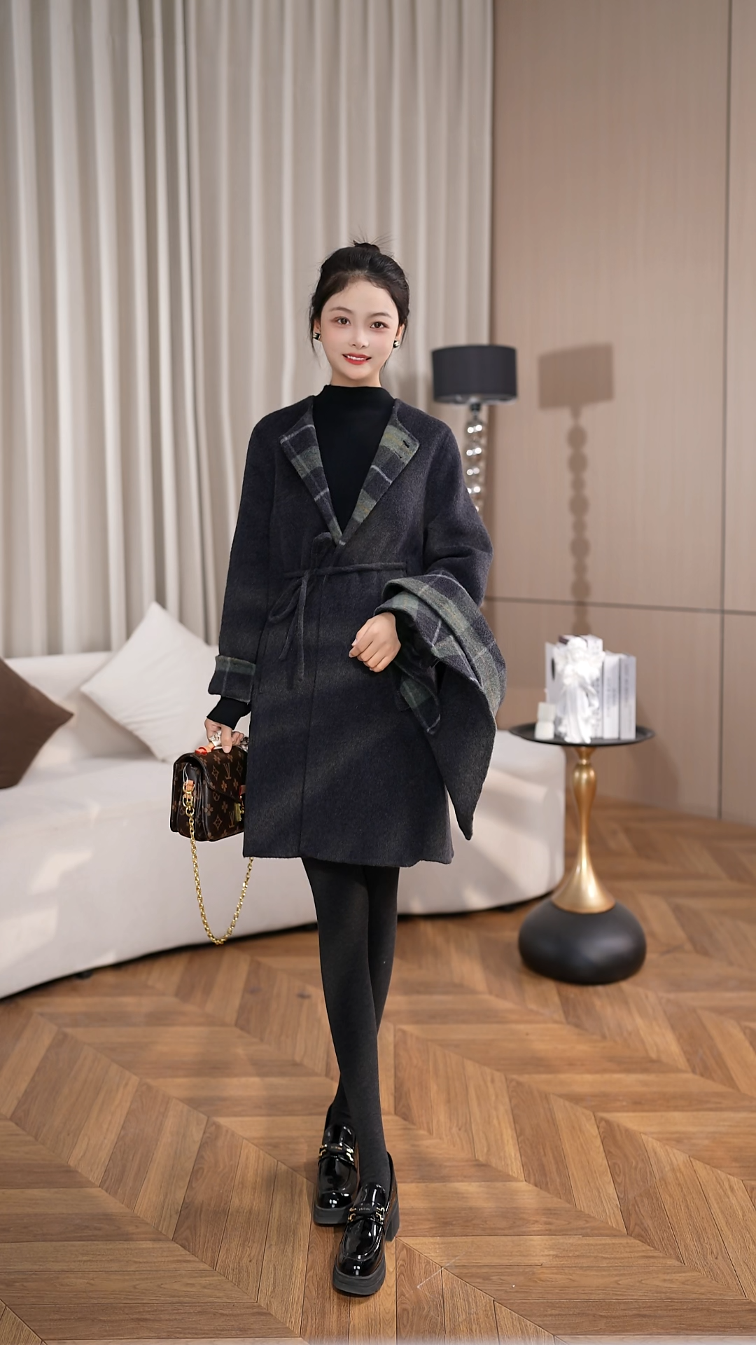 FKY25M010 双面羊毛大衣外套女中长款绵羊毛2025秋季新款气质