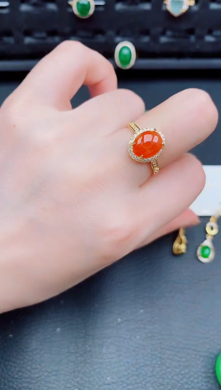 【闪购商品】翡翠戒指银S925镶嵌天然a货翡翠550