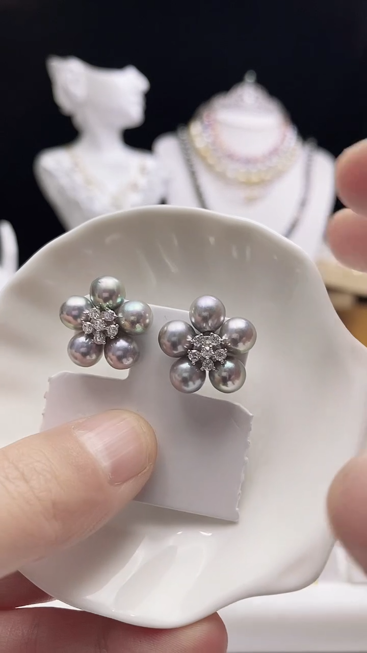 【闪购商品】海水珍珠耳钉银S925镶嵌真多麻珍珠耳钉