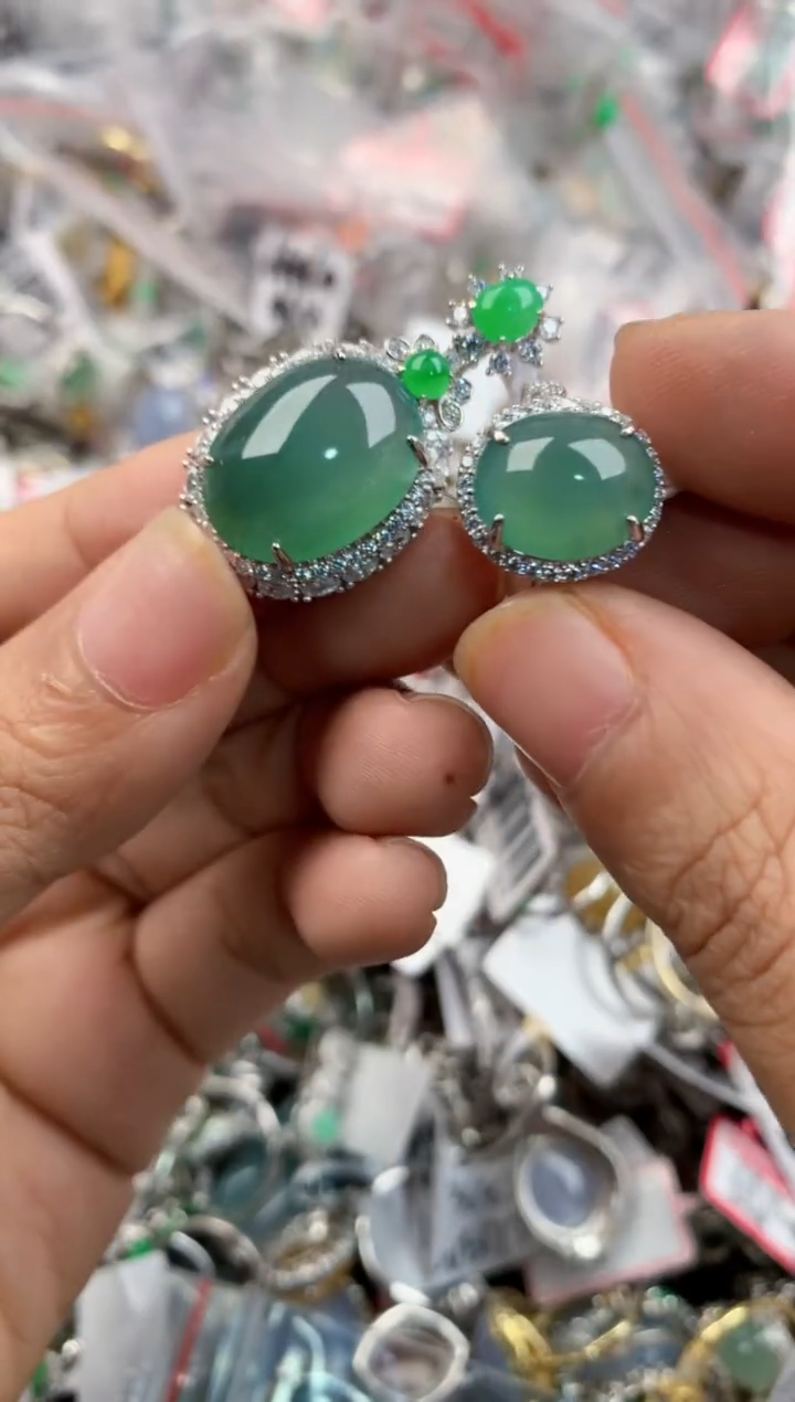 银S925镶嵌戒指翡翠333---1