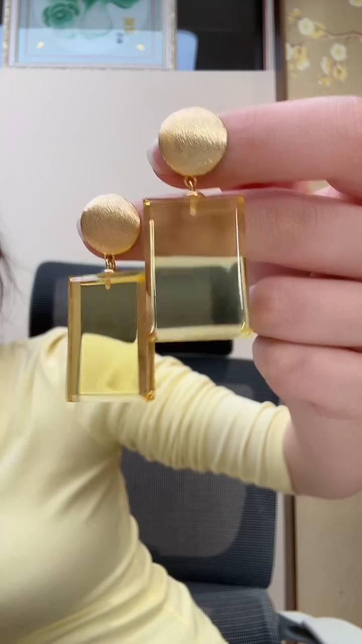 琥珀未镶嵌耳饰耳环