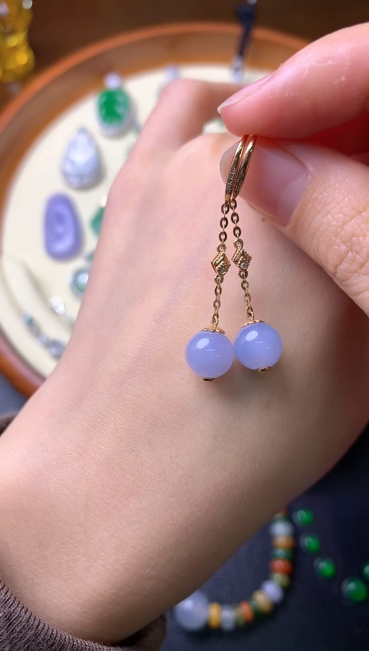 【闪购商品】翡翠耳饰18K金镶嵌耳饰