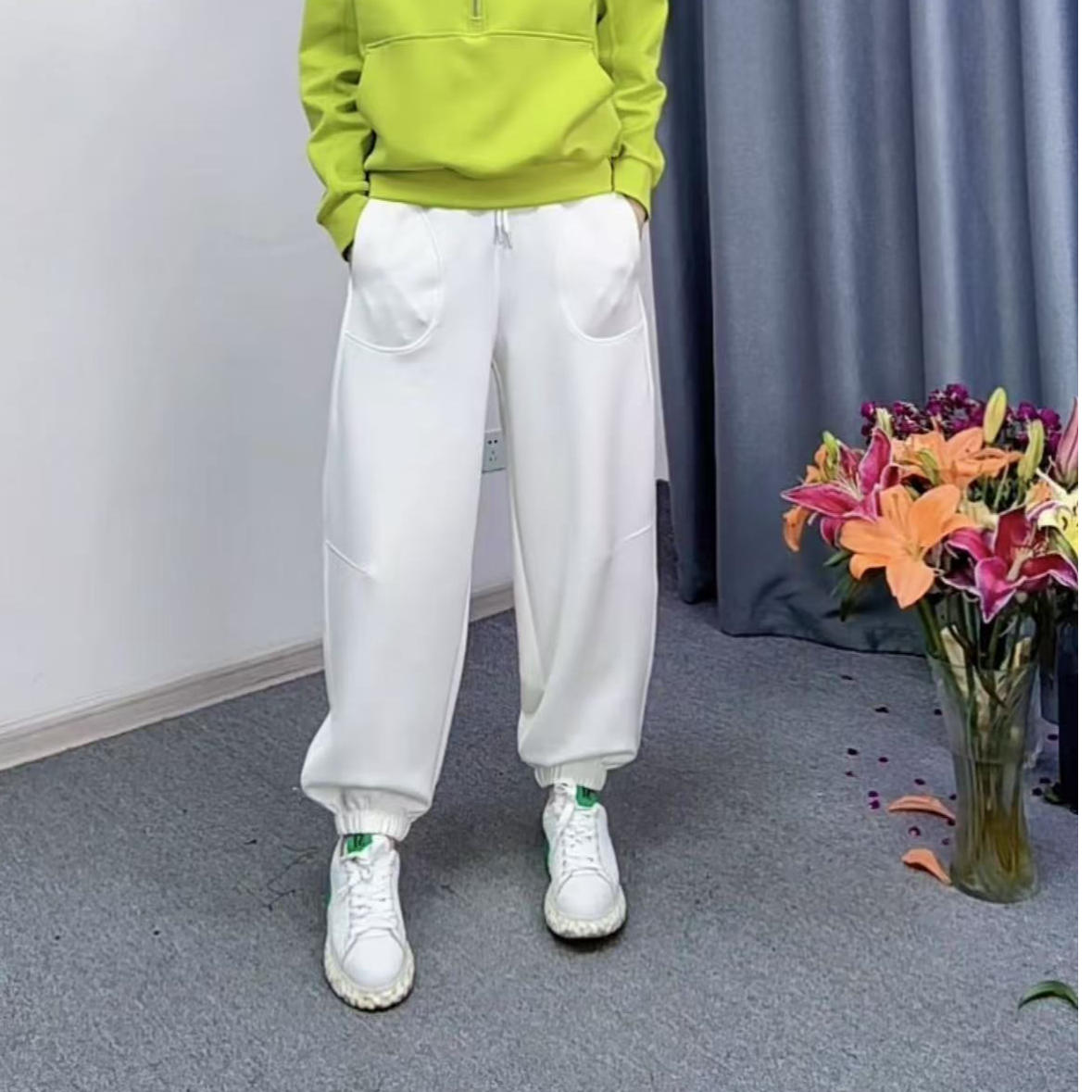 【鑫兰精选】简洁高货新品抽绳运动简单百搭宽松时尚休闲纯色