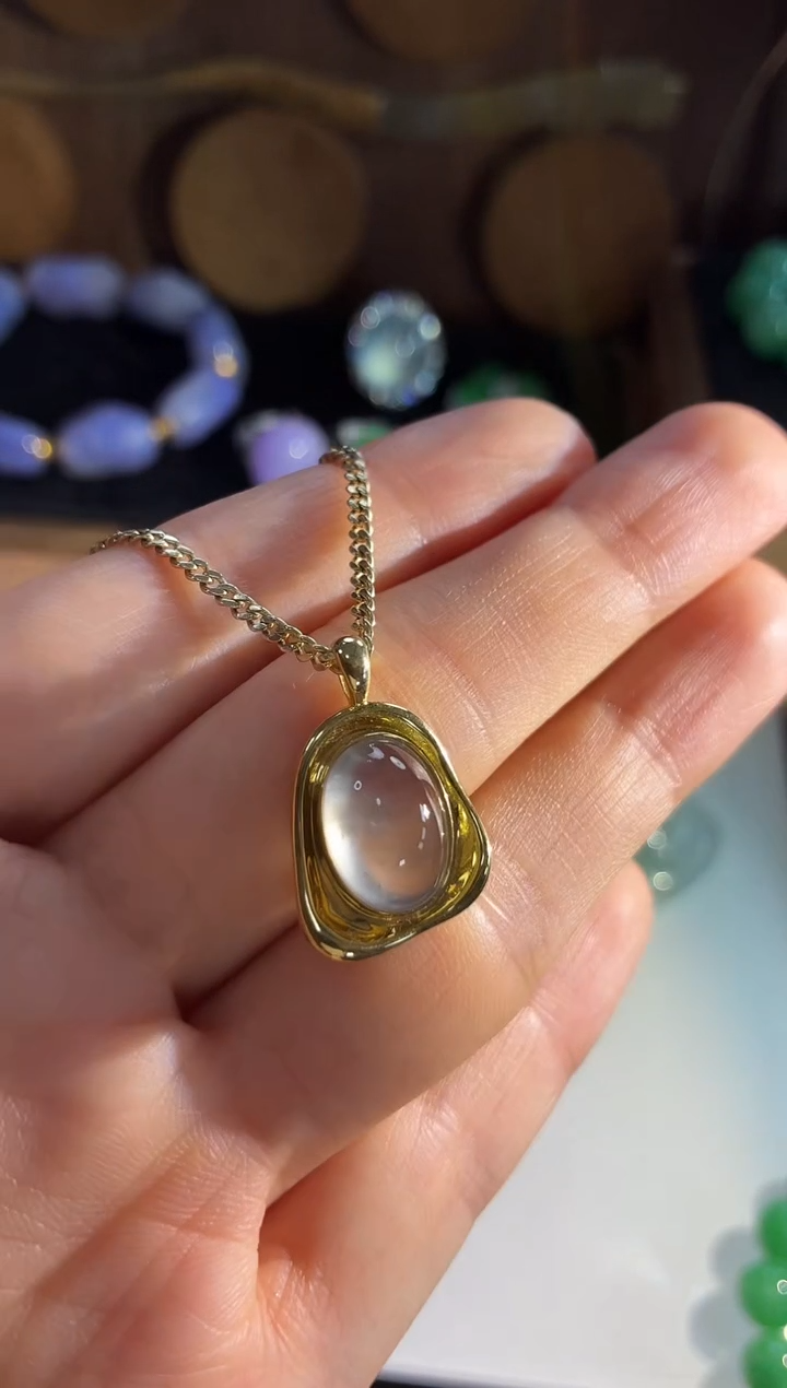 吊坠(不含链)18K金镶嵌翡翠吊坠