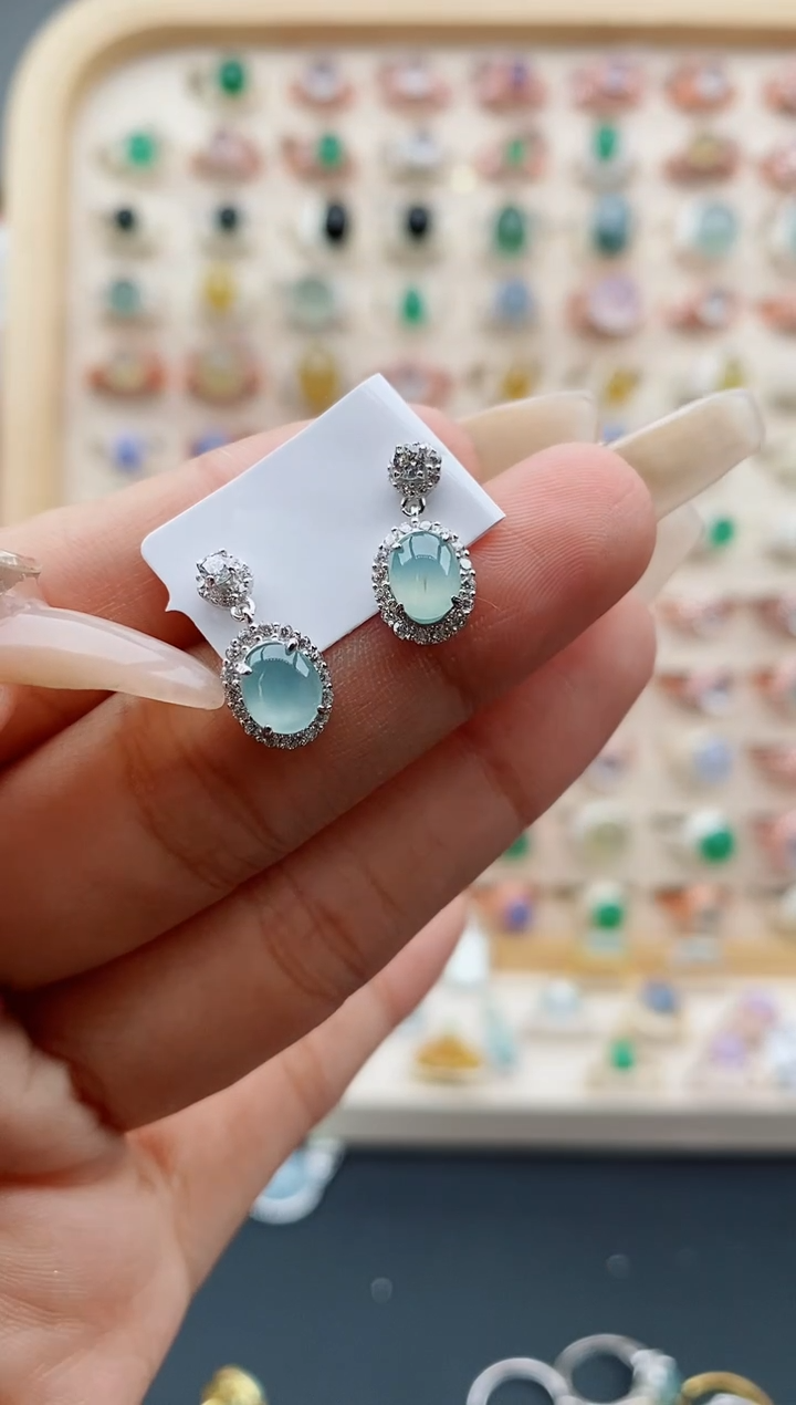 【闪购商品】翡翠戒指银S925镶嵌缅甸天然A货翡翠111  6+5