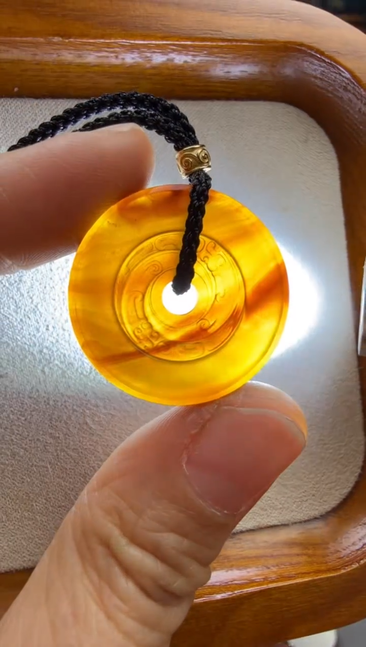 【闪购商品】琥珀颈饰未镶嵌仿古夔龙吊坠