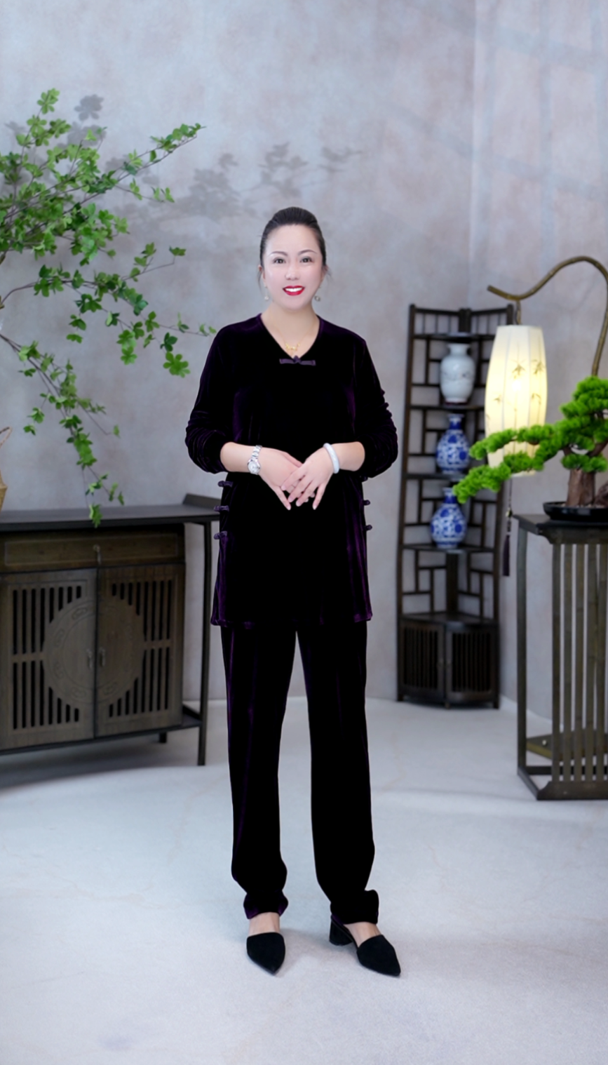 3【MIAOCI】77888时尚百搭大码宽松V领休闲长裤套装