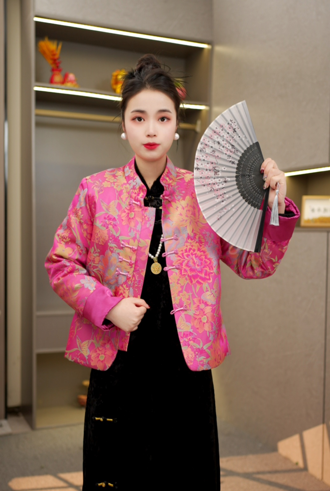 忆江南【国色天香】新中式国风气质时尚宋锦盘口夹棉复古上衣棉服