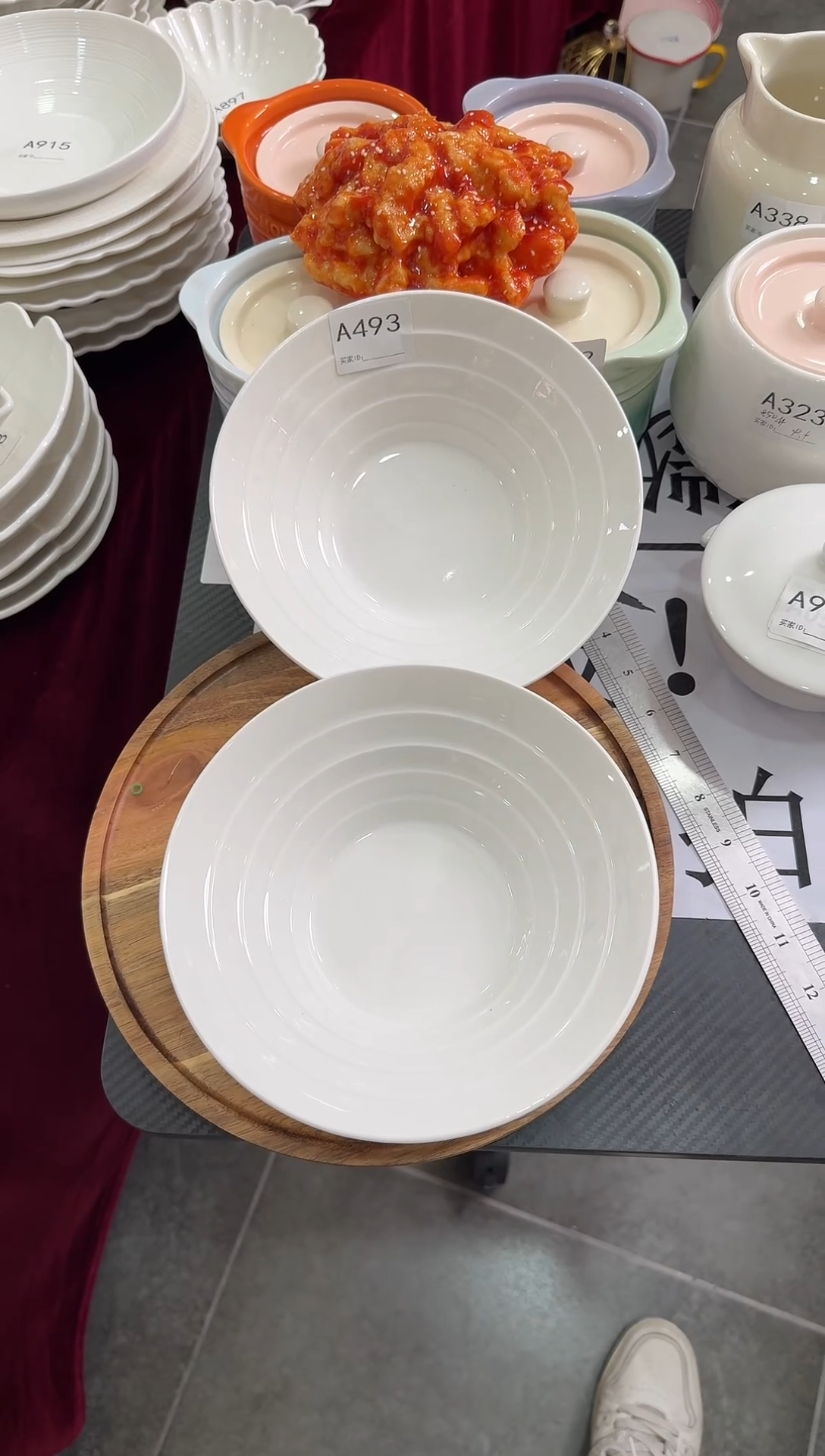 摆件陶A493 微瑕 2个8英寸斗笠碗